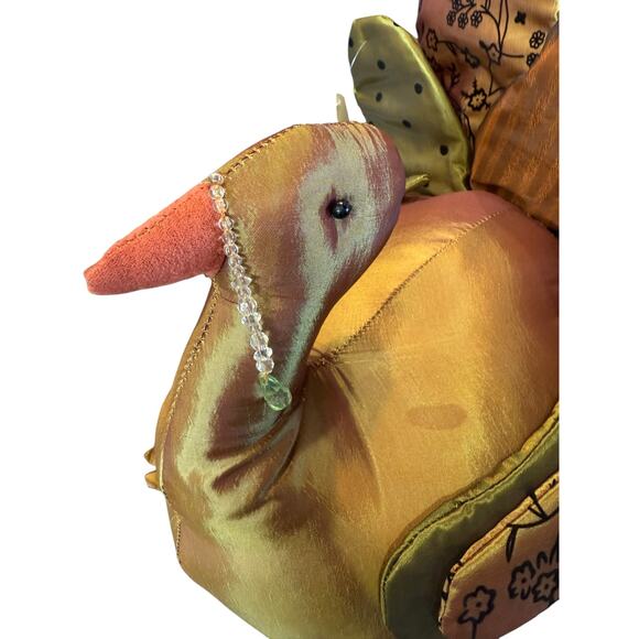 Large Stuffed Fabric Tom Turkey Thanksgiving Decor Satin Centerpiece‎ Plush 18" - Picture 4 of 13